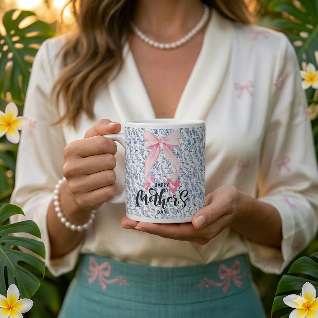 Happy Mother’s Day Floral Mug | Botanical Coffee Cup Gift for Mom