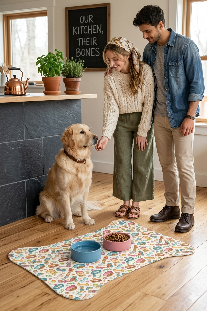 Floral Pet Feeding Mat – Non-Slip Dog & Cat Food Mat | Garden Aesthetic Pet Accessories