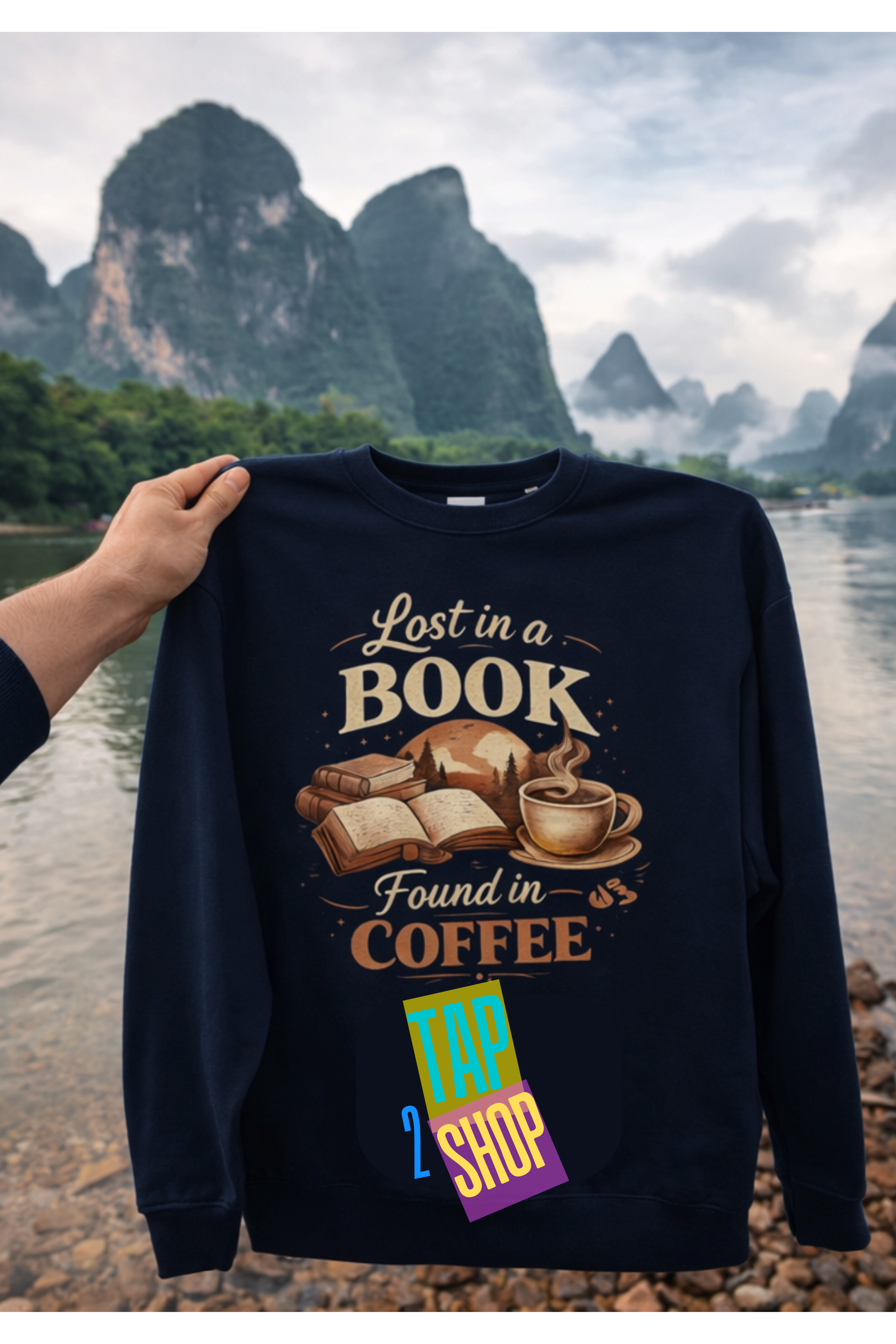 Lost in a Book, Found in Coffee – Cozy Bookish Aesthetic Sweatshirt