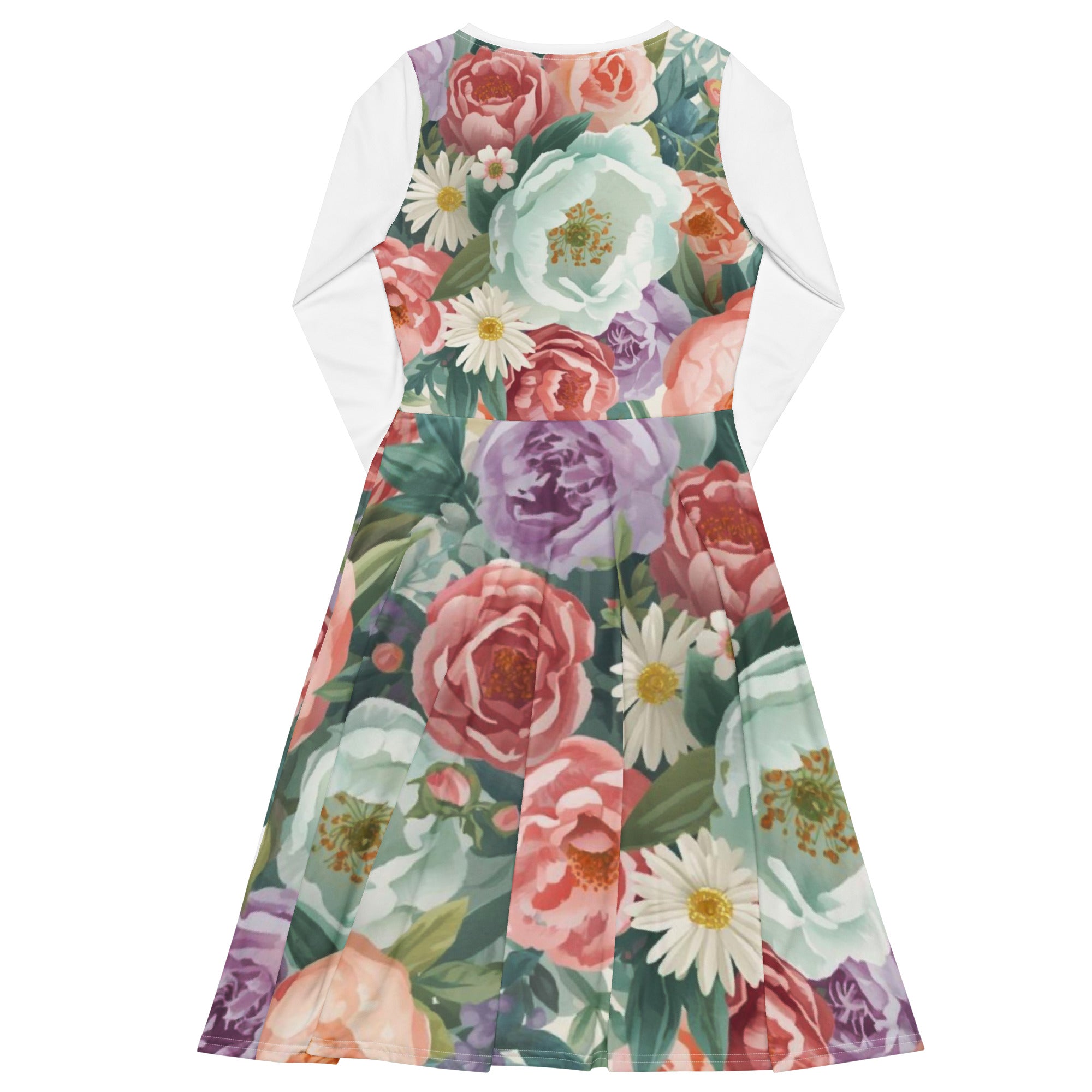 cassandra floral long sleeve midi dress cassandra bow midi dress - pink ditsy floral